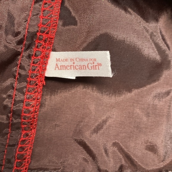 American Girl Chocolate Cherry Party Dress Gown Leopard Trim - Picture 12 of 13